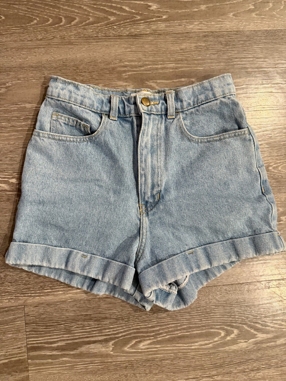 American apparel denim high waisted shorts sz 27